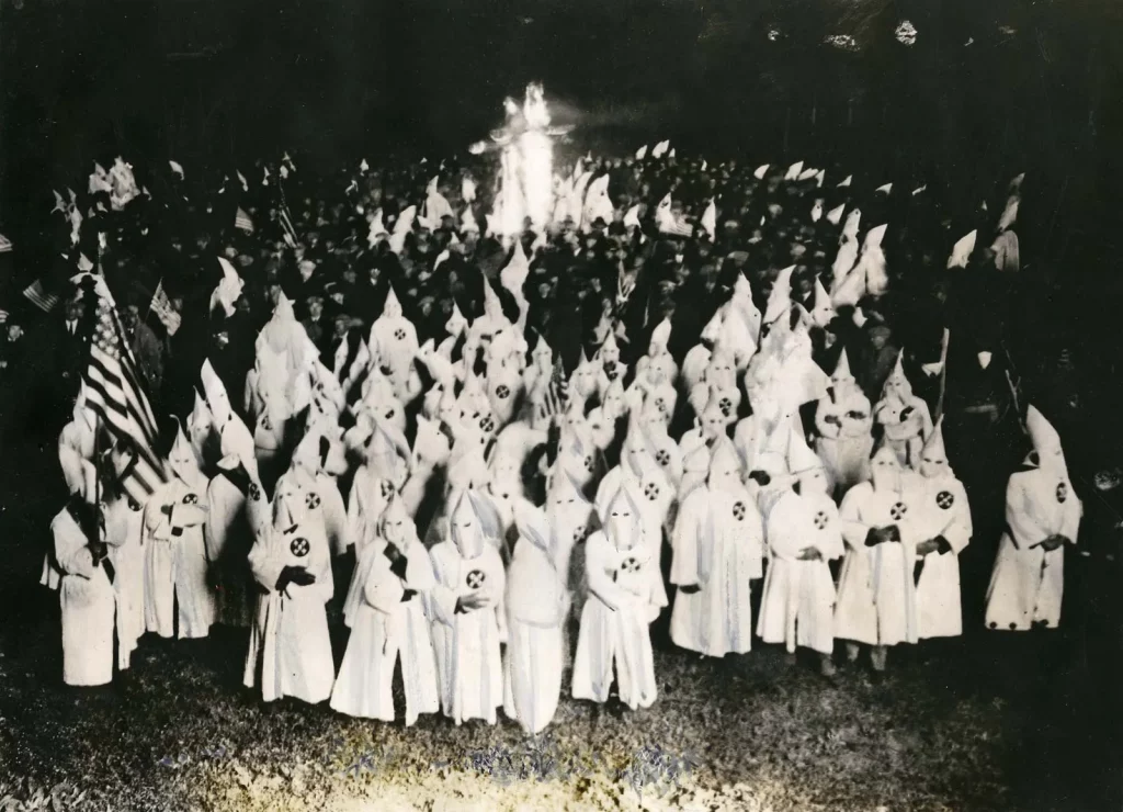 Ku Klux Klan members holding an initiation ceremony near Milwaukee, Wisconsin.